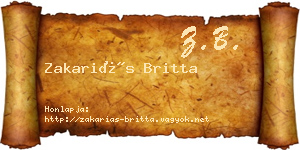 Zakariás Britta névjegykártya